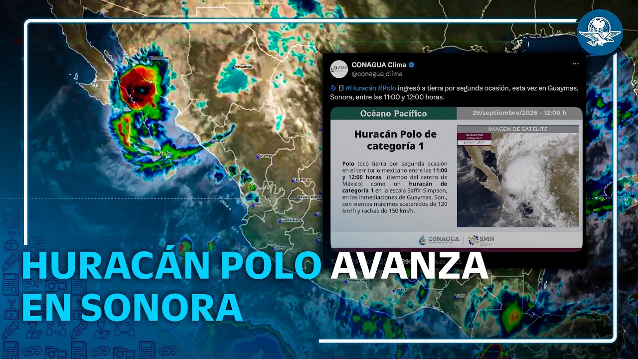 Huracán Polo llega a Sonora; mantiene vientos de 120 km/h y amenaza con lluvias torrenciales