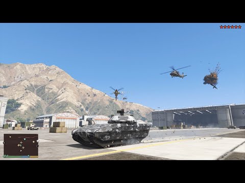 GTA V TM-02 Khanjali Tank Rampage Through Military Base  + 10 Star Wanted Level Escape (RDE 4.1.2)