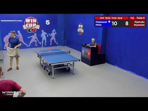 22:00 Минин Александр 1-3 Стиранец Михаил  стол 5  ЮГ-6  03.07.22 | Настольный Теннис WINCUP