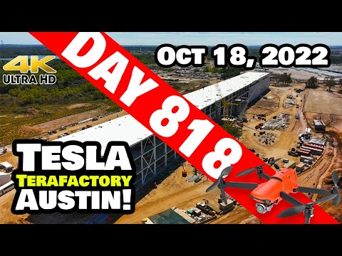 CATHODE BLDG ADVANCES AT GIGA TEXAS! - Tesla Gigafactory Austin 4K  Day 818 - 10/18/22 - Tesla Texas