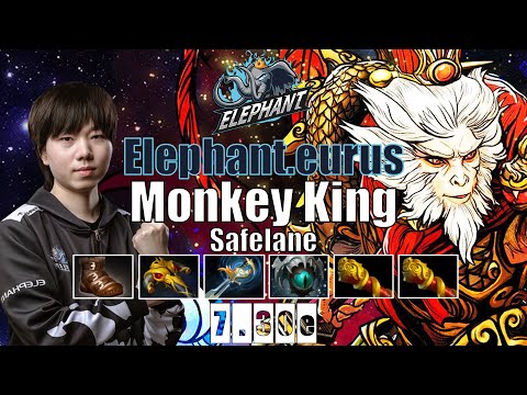 Monkey King Safelane | Elephant.eurus | CRAZY RIGHT CLICK DAMAGE EZ MMR | 7.30e Gameplay Highlights