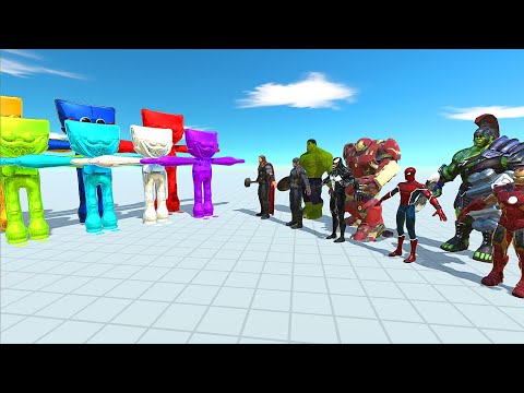 ALL COLORS HUGGY WUGGY vs MARVEL - Animal Revolt Battle Simulator