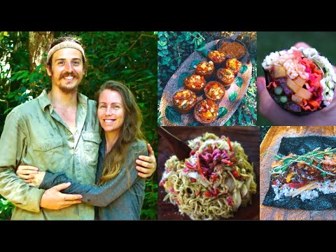 what we eat in a day in the jungle. all raw food. (2021 new years day celebration meals)