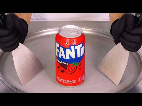 Fanta Strawberry — Ice Cream Rolls | Satisfying Visual ASMR