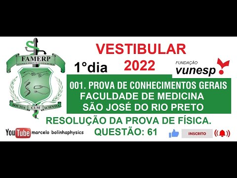 Resolução da prova de FÍSICA – FAMERP – 2022/1 OBJETIVA. Questão:61.