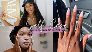 SELF CARE DAY: NAILS, SKINCARE, SHOPPING HAUL (ZARA, SEPHORA, BATH & BODY, & MORE)