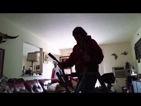 61 years old exercising on gazelle