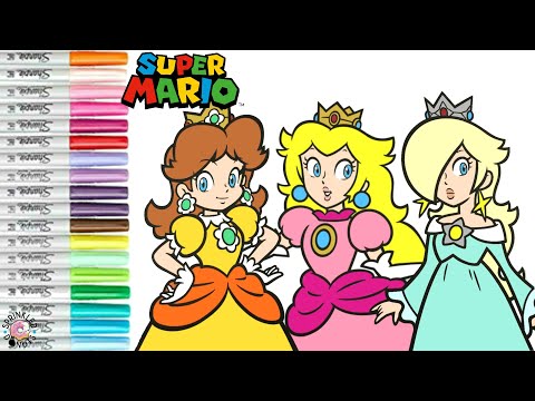 Nintendo Super Mario Bros Coloring Book Page Princess Peach Princess Daisy and Rosalina
