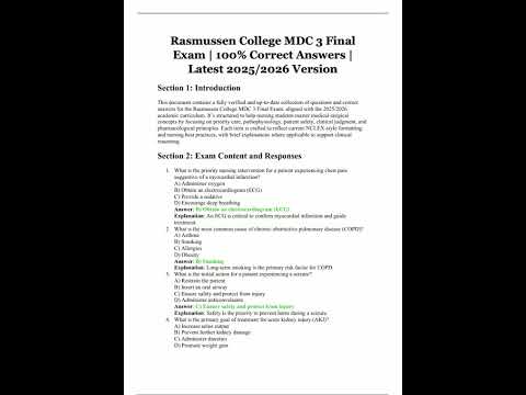 Rasmussen College MDC 3 Final Exam 100 Correct Answers Verified Latest 20252026 Version