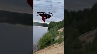 Guy leaps out of lake in a jet-ski #jetski #stunt #shorts