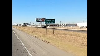 I-20 West driving through Midland, Texas