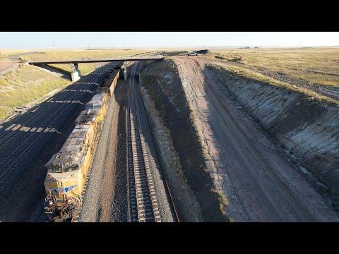 BNSF & UP coal trains via drone in the Powder River Basin on the Orin Sub in 4k - Fall 2025 -