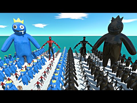 Rainbow Friends Blue Team + Spiderman Team vs Shadow Itself - Animal Revolt Battle Simulator