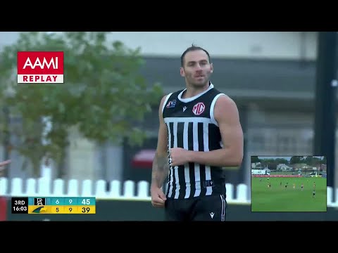 Port's Jeremy Finlayson lets fly from 50m - Rd 10 Hostplus SANFL Snapshot