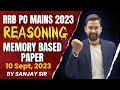 RRB PO Mains 2023 Memory Based Paper Reasoning | RRB PO Mains Memory Based Paper | Sanjay Sir