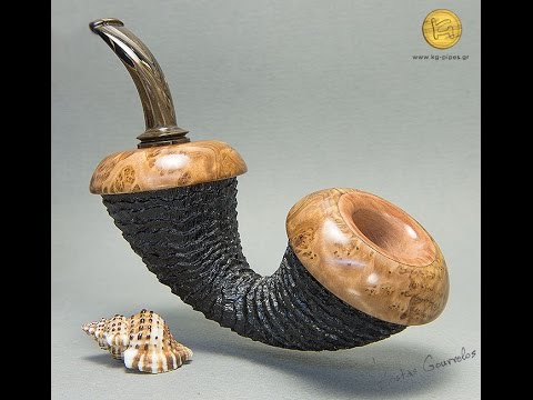 Kostas Gourvelos-Pipe #1441-Mirrored Reverse Calabash