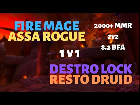 (1v1) Fire Mage/Assa Rogue vs Destro Lock/Resto Druid | Blade's Edge Arena | 2k+ mmr | 8.2 BFA
