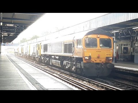 GBRf 66702 TnT 66784 pass through Southampton Central with the HSM Milling Machine 9/8/20