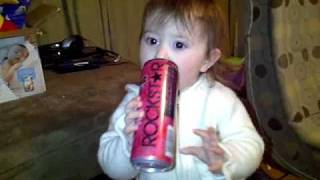 Baby Baya drinking rockstar  and future airplane flyer sister makes first appearance too