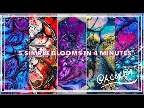 #5 - 5 Simple Fluid Acrylic Pour Painting Blooms in 4 minutes using the SheleeArt Technique