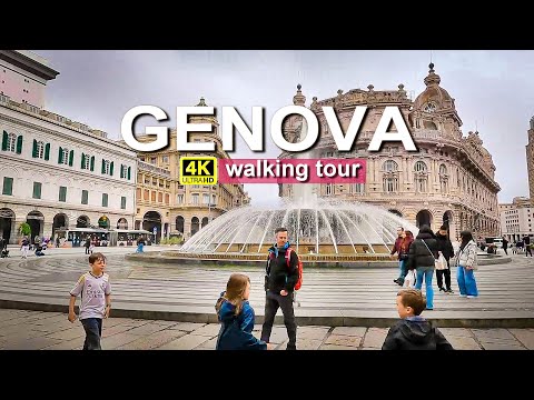 Genoa Italy 🇮🇹 4K Walking Tour | Piazza De Ferrari, Via Garibaldi & City Views 🚶‍♂️✨