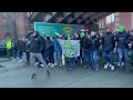 Real Betis fans walk in streets of Manchester