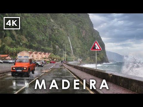 4K Driving in BAD Weather ⛈️ | Relaxing Road Trip in Portugal, Madeira 🇵🇹