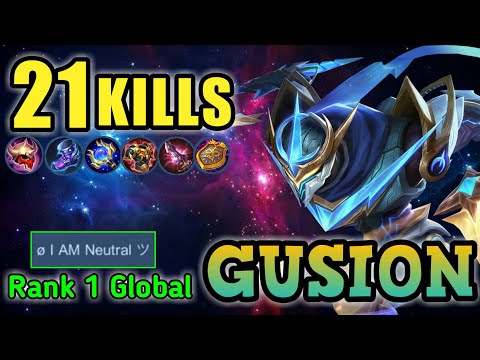 21 KILLS !!  GUSION SUPORT ,, COMBO JHONSON  ,, Tutorial GUSION Gameplay Top 1 Global - MLBB