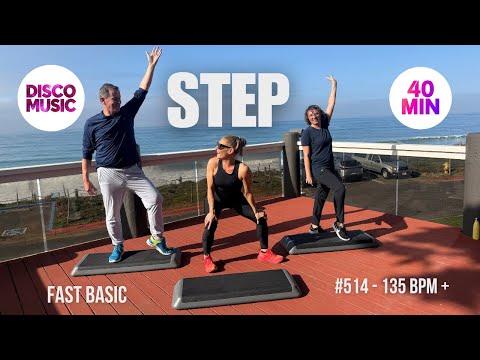 40-Minute Fast Step Aerobics Workout - Disco Cardio - Basic Choreography #514 - 138 BPM +