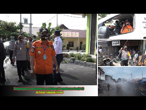 Penyemprotan Desinfektan antisipasi Penyebaran Covid-19 di Pasar Tanjung Tiram