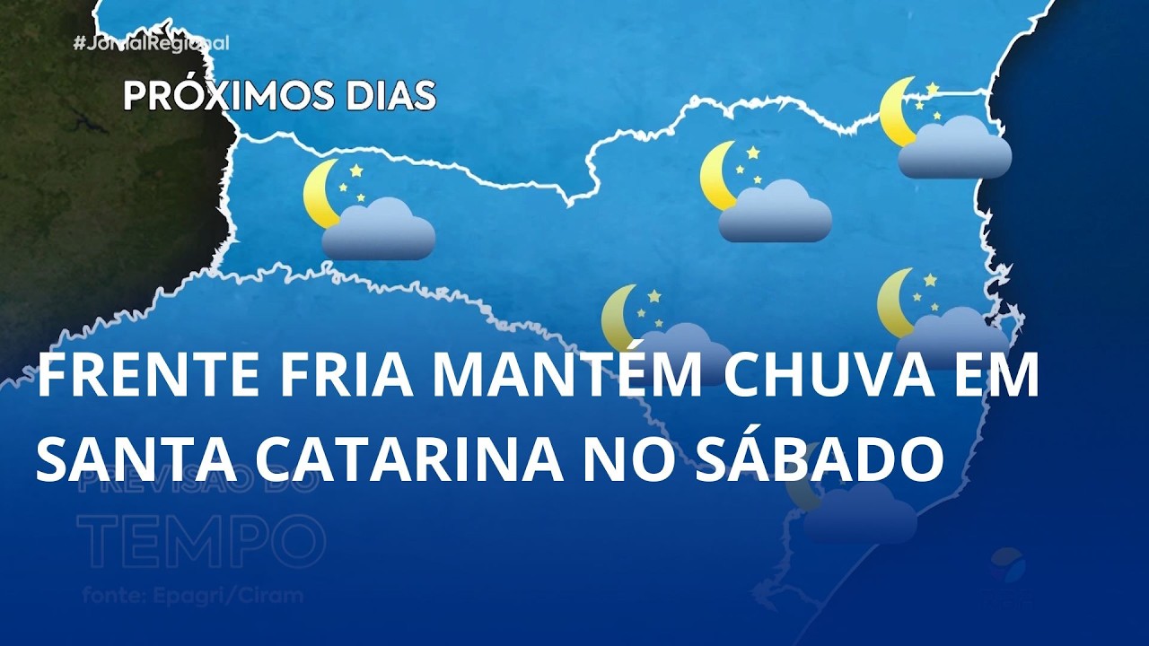 Frente fria mantém chuva em Santa Catarina no sábado