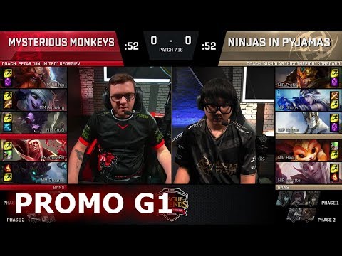 Mysterious Monkeys vs Ninjas in Pyjamas | Game 1 Round 2 Promotion/Relegation S8 EU LCS Spring 2017