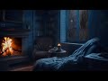 Cozy Reading Nook Ambience: Heavy Rain on Window Sounds and Crackling Fire