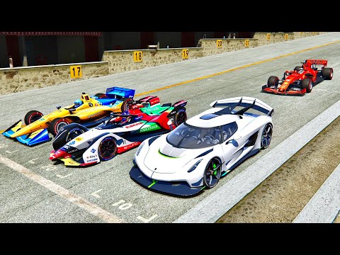 Koenigsegg Jesko vs F1 vs IndyCar vs Formula E - Laguna Seca