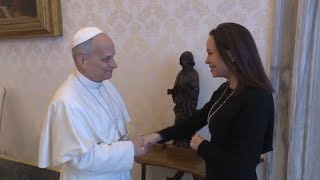 Papa Leone XIV incontra María Corina Machado, Nobel per la Pace 2025