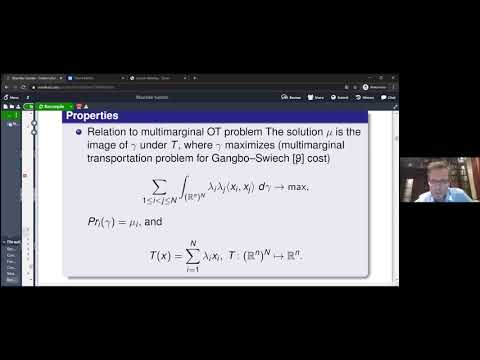 Alex Kolesnikov: Blaschke-Santalo inequality for many functions and geodesic barycenters of measures