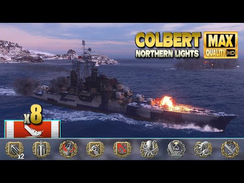Cruiser Colbert with 8 destroyed ships - World of Warships