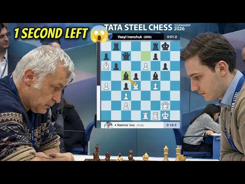 Legendary Vasyl Ivanchuk BEATS the CLOCK with ONLY 1 SECOND LEFT 😱😱😱 | Tata Steel Chess Tournament