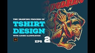 TIMELAPSE VECTOR ILLUSTRATION - Vintage monkey character (Adobe Illustrator)