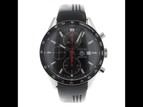 Tag Heuer Carrera CV2014.FC6233 Mens 41MM - Black Baton Dial \u0026 Leather -  Black Band - tagheuerwatches.to
