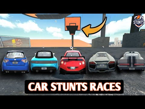 BASKETBALL 🏀 Match : In Car Stunts Races Mega Ramp Gameplay 🔥|