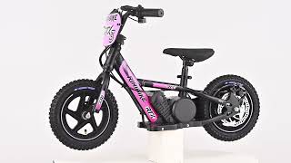 Elektrische loopfiets voor kinderen RIRIBIKE RTX3 24V (12"), roze, lithiumaccu, 100 W motor, schijfr