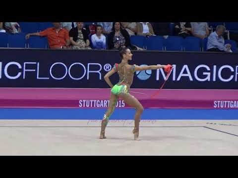 Sara STAYKOVA (BUL) ribbon - 2015 Stuttgart worlds Qualifs