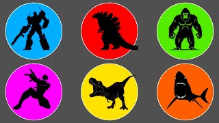 Godzilla, Dinosaurus T-Rex, Transformer Optimus Prime, Spider Man, King Kong & Megalodon, ME102