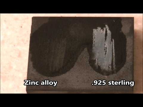 Acid test zinc alloy vs  925 sterling silver using gold test kit
