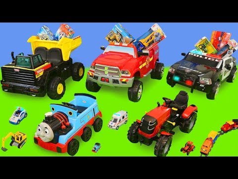 Excavator, Tractor, Fire Truck, Garbage Trucks & Police Cars Toy Vehicles for Kids