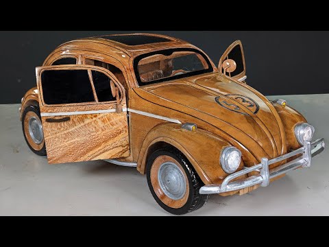 How to make Herbie The Love Bug 1963 Volkswagen Beetle Out of Wood | ASMR Woodworking
