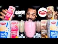 ASMR COLD ICED MILKSHAKE COLD DRINKS STRAWBERRY CHOCOLATE THICKSHAKE DRINKING SOUNDS MUKBANG