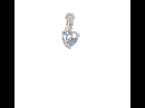 Sterling Silver Rhodium Plated Diamond & Lt Swiss BT Heart Pendant