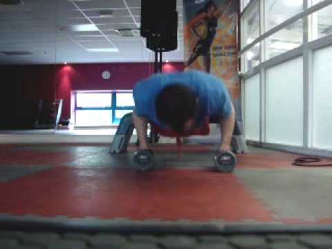 Beginner Level 5  - Decline press ups with dumbbell reverse fly - Ladder routine